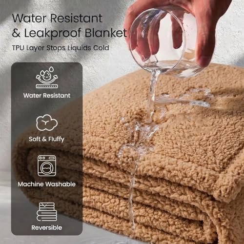 Dark Blankets for Dogs Brown Pets Throw Blanket for Couch Reversible Pet Bed Cover Puppy Fluffy Jacquard Blankets Leakproof Sofa Couch Cover Cat Pet Mats for Warm Washable-Camel,M