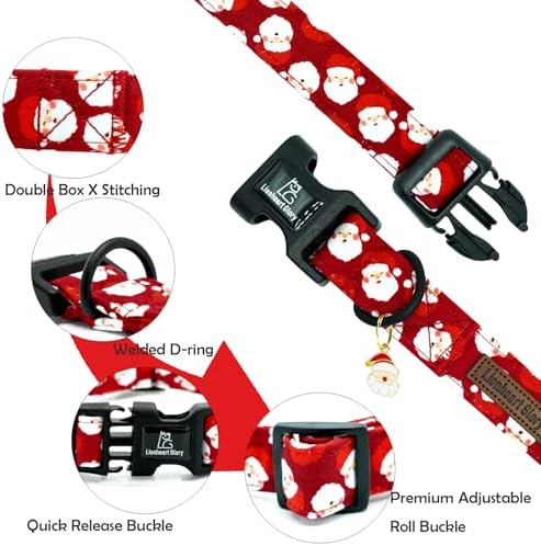 Lionheart Glory Christmas Dog Collar Red Santa Claus Dogs Collar - Adjustable Safety Soft Collars for Large Dogs Puppy Girl or Boy Xmas Pet Collars Holiday