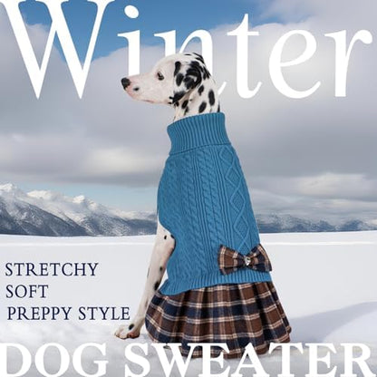 KYEESE Dog Sweater Dress for Large Dogs Turtleneck Thick Knit Pullover