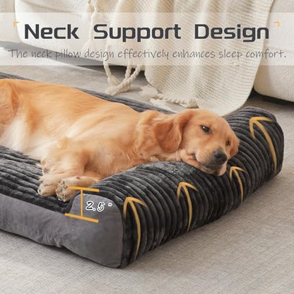 Dog Beds for Extra Large Dogs Breeds,Sofa Dog Bed with Pillow for Crate Kennel, Super Soft Pet Bed for Support Bolster, Comfortable Pet Couch Bed & Non-Slip Bottom