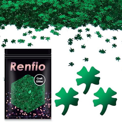 Renfio 1.75 Oz 50g Four Leaf Clover Confetti Glitter for Resin