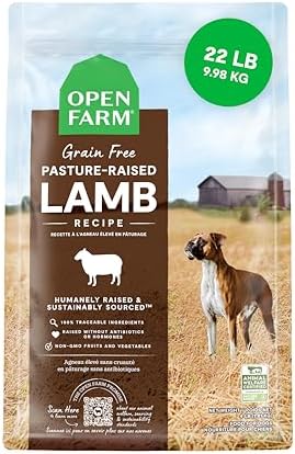 Open Farm Grain Free Dry Dog Food, Pasture Raised Lamb Kibble, 22lb Bag