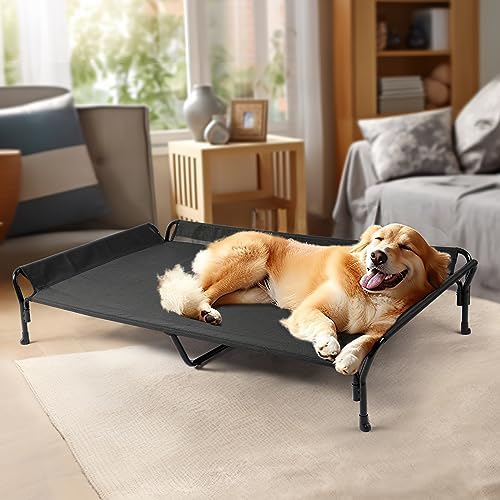 Veehoo Cooling Elevated Dog Bed, Raised Dog Cot with Guardrail & Headrest