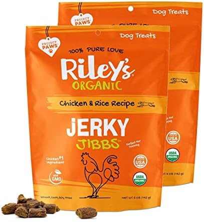 Riley's Organics Jerky Jibbs Chicken & Rice Recipe Dog Treats 2 Pack 5 oz