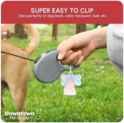 Downtown Pet Supply Unscented Poop Bags for Dogs with Dispenser, 180 Count - Leak-Proof Dog Waste Bags and Bone-Shaped Dog Poop Bags Holder for Leash - Pastel Rainbow, 12.5" x 8.5"