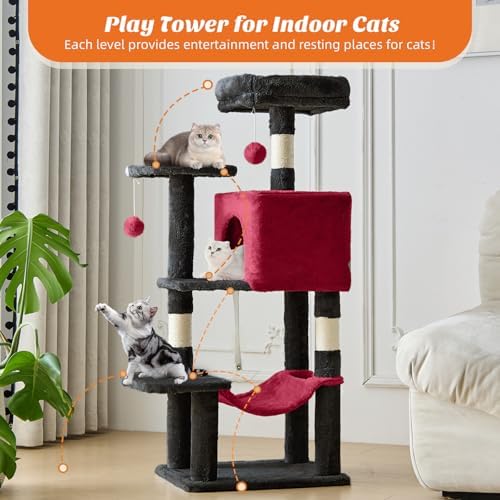DUMOS Small 44 Inch Cat Tree Tower with Natural Sisal Scratching Posts
