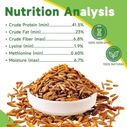 MTART 5LB Dried Black Soldier Fly Larvae Chicken Feed, 100% Natural Non-GMO More Calcium Than Dried Mealworms, High Protein Chicken Treat for Layer Hens, Birds, Ducks