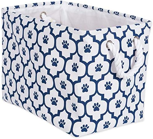 Bone Dry Pet Storage Collection Lattice Paw Print, Small Rectangle, White/Navy