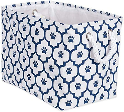 Bone Dry Pet Storage Collection Lattice Paw Print, Small Rectangle, White/Navy