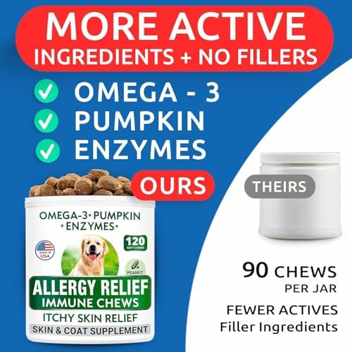 Dog Allergy Relief Chews - Skin Health & Anti-Itch Supplement with Omega-3