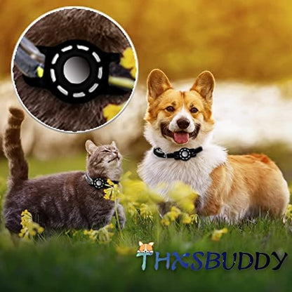 for Air tag Cat Collar Holder for Apple Air Tag, 2 Pack of Pet Collar Holder for Cat and Small Dog Collar Within 1/2 inch and 2 Pack Protector for Air Tag