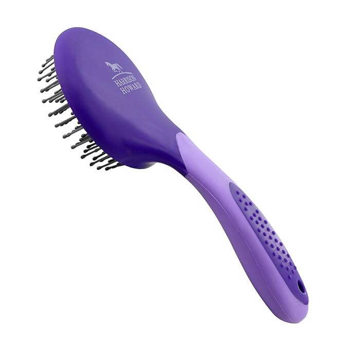 Harrison Howard Horse Mane and Tail Brush - Professional Grooming Brush, Equestrian Detangler, Non-Slip, Purple