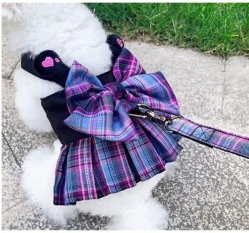 Rabbit Harness and Leash for Walking Escape Proof - Cute Skirt Mesh Breathable Bunny Vest Harness Outdoor Camping Hiking Training - Also Suit for Ferret Kittn Puppy Small Animals (X-Small,Purple)