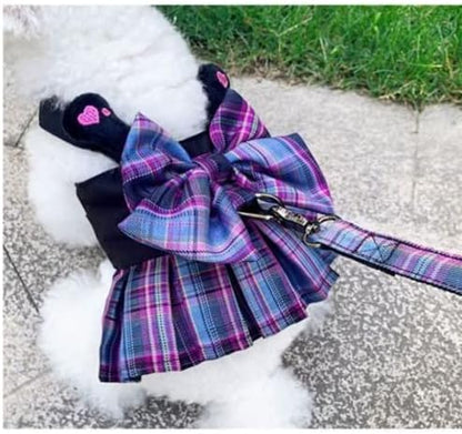 Rabbit Harness and Leash for Walking Escape Proof - Cute Skirt Mesh Breathable Bunny Vest Harness Outdoor Camping Hiking Training - Also Suit for Ferret Kittn Puppy Small Animals (Medium,Purple)