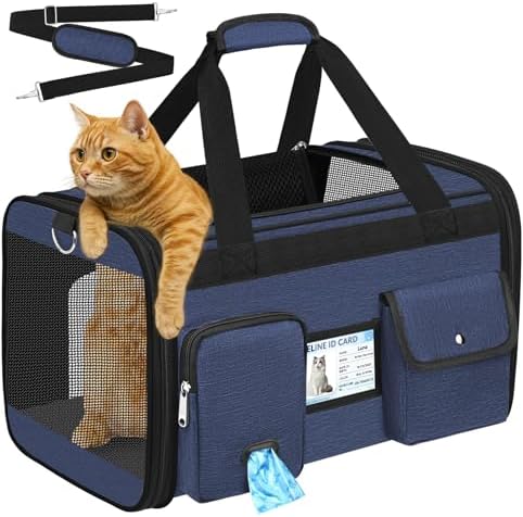 HUANLANG Large Cat Carrier Soft Sided Travel Pet Carrier Airline Approved