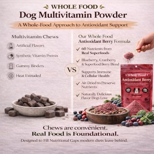 Natural Dog Company Dog Antioxidant Berry Food Topper for Dogs – Superfood Meal Topper & Multivitamin Powder Alternative, Immune Support, All Breeds & Ages Dog Food Seasoning, 8 oz Bag