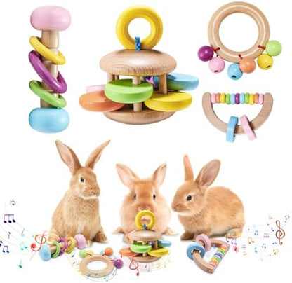 AOWPFVV Wooden Bunny Toys,Safe Rabbit Toys for Guinea Pigs,Small Animals