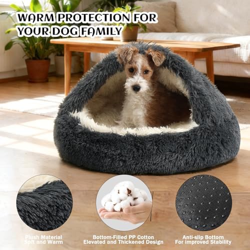 NOYAL Hooded Donut Bed, Calming Cave for Cats & Small Dogs