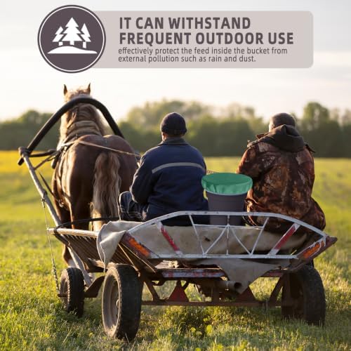 2-5 Gallon Horse Bucket Cover, Waterproof Horse Feed Bucket Cover, Lightweight and Easy to Use (Excluding Bucket, Green)