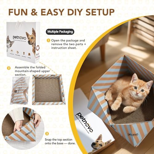 PETNOVO Cat Scratcher Bed, Foldable Collapsible Design, Outdoor Cat Bed
