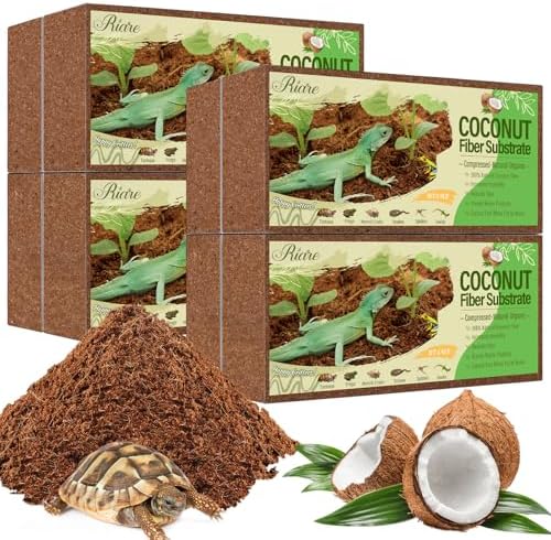 Riare 8 Pack Natural Coconut Fiber Substrate, Coco Coir Reptile Bedding