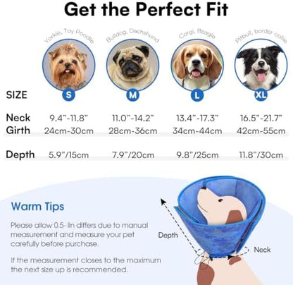 Queenmore Soft Dog Cone Collar, Adjustable Comfy Dog Cone After Surgery