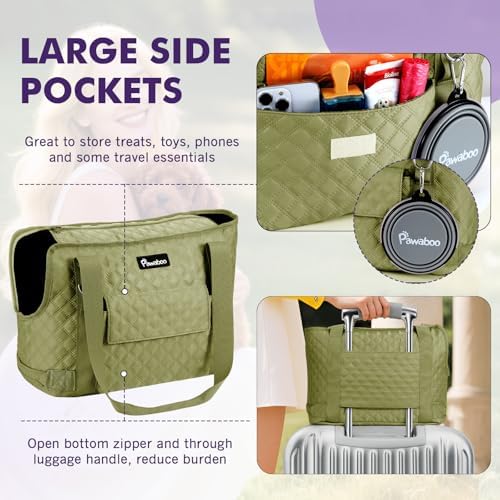 Pawaboo Dog Purse Carrier for Small Dogs with Pocket,Up to 11Lbs