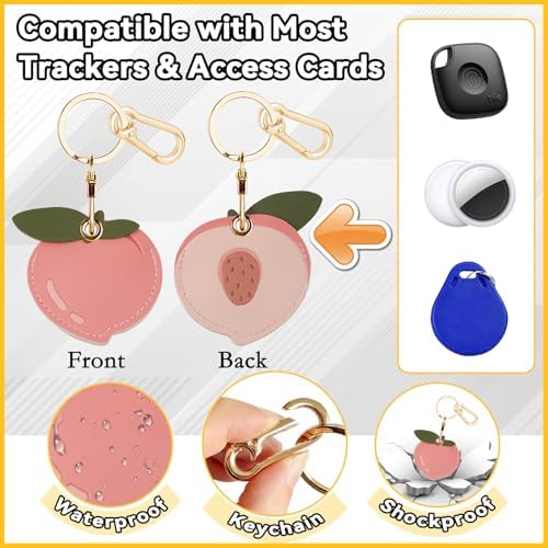 Leather Keychain Holder Case for AirTag, Cute Protective Cover for Apple Airtag KeyChain, GPS Tracker Item Finder