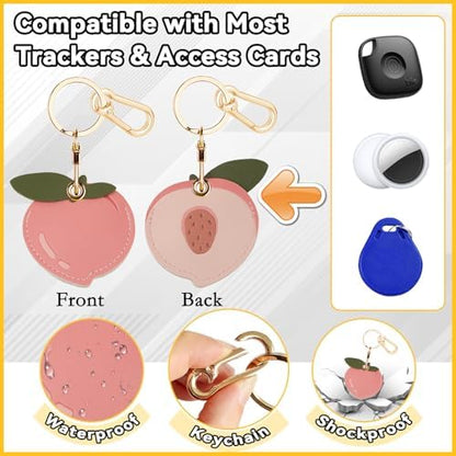 Leather Keychain Holder Case for AirTag, Cute Protective Cover for Apple Airtag KeyChain, GPS Tracker Item Finder