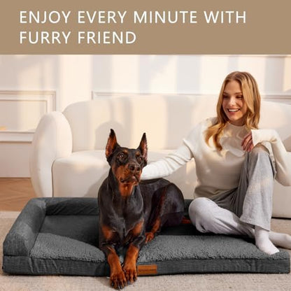Patas Lague Orthopedic Large Dog Bed Washable Pet Sofa Bed 42X28 Dark Grey