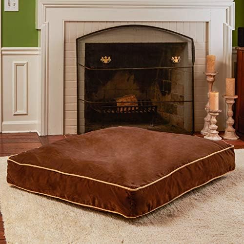 South Pine Porch Buddy Reversible Rectangle Pillow Style Microfiber Dog Bed with Removable, Machine-Washable Cover, Cocoa, Large (48 in. x 36 in.)