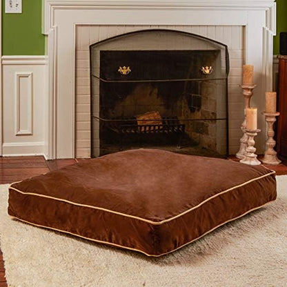 South Pine Porch Buddy Reversible Rectangle Pillow Style Microfiber Dog Bed with Removable, Machine-Washable Cover, Cocoa, Large (48 in. x 36 in.)