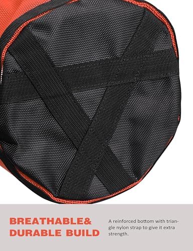 Harrison Howard Horse Muzzle Feed Bag Nylon Mesh Grain Feed Bag with Padded Neck Strap Adjustable Belt Orange Medium