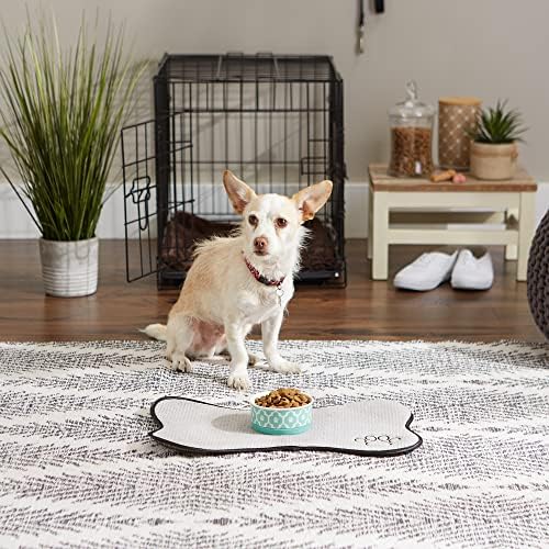 Bone Dry Lattice Collection Pet Bowl & Canister, Single Dish, Small 4.25x2", Aqua