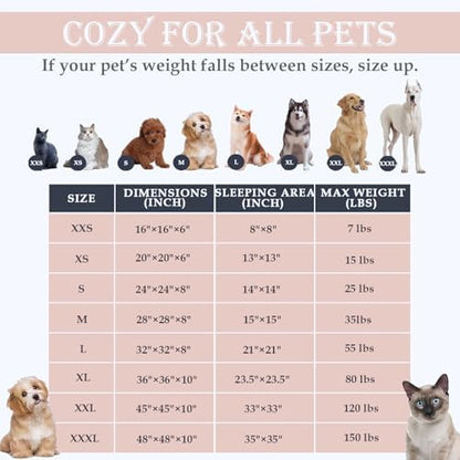 Washable Calming Dog & Cat Bed for Ultra Large Small Medium Size Pet