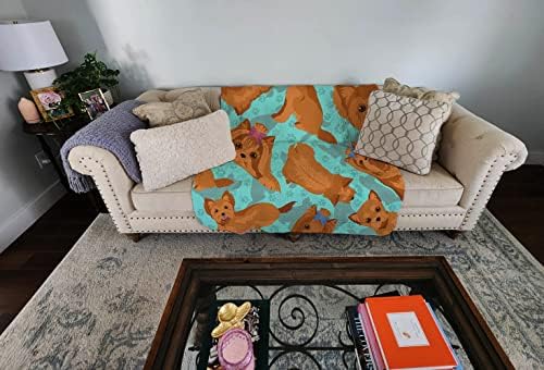 Caroline's Treasures MLM1062LQB Red Yorkie Quilted Blanket 50x60 Artwork Pattern Quilted Throw Blanket for Bed, Couch, Sofa, Soft and Lightweight