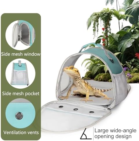 Bearded Dragon Carrier,Lizards Travel Bag, Small Animal Travel Carrier for Hedgehog Rat Parrot Bird, Portable Guinea Pig Travel Carrier for 2