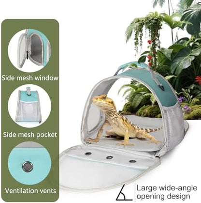 Bearded Dragon Carrier,Lizards Travel Bag, Small Animal Travel Carrier for Hedgehog Rat Parrot Bird, Portable Guinea Pig Travel Carrier for 2