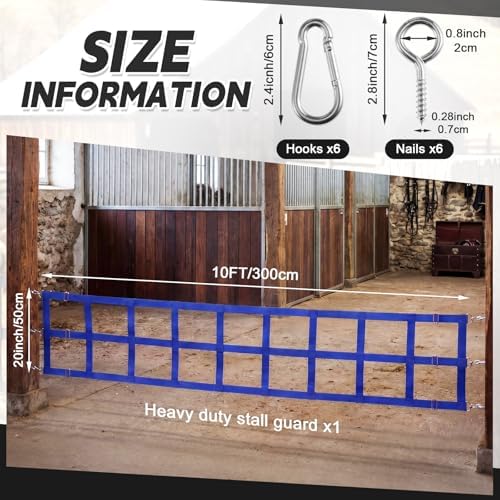 Zonon 10' x 20'' Adjustable Polyester Stall Guards for Horses, Blue