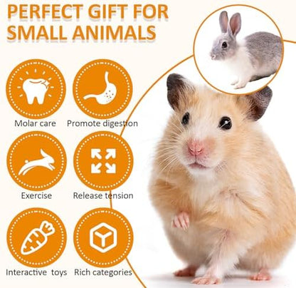 Hamster Toys Set, Guinea Pig Toys Bunny Small Animal Chewing Toy for Cage