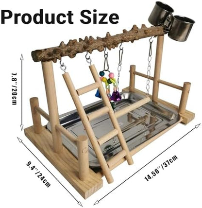 Hamiledyi Parrot Playground Bird Playstand Exercise Wooden Bird Play Perch