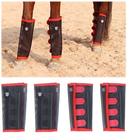 Harrison Howard Loose-Fitting Horse Fly Leggings Breathable, Tear-Resistant Fine Mesh Leg Guards Stay-on Comfortable Fly Boots (Set of 4)