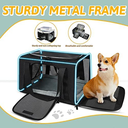 Petskd Small Pet Carrier 18" L x 11" W x 11" H Airline Approved, Black