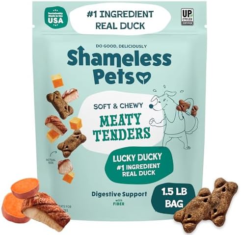 Shameless Pets Lucky Ducky Meaty Tenders, Soft Dog Treats, 1.5lb