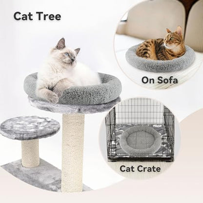 LESYPET Round Cat Bed, Soft Cat Donut Beds with Pillow Around, Machine Washable Pet Cushion for Kittens/Rabbits/Hamsters, Diameter 11.8"