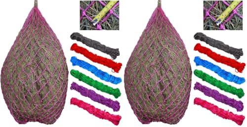 T TEKE Classic Slow hay Feeder hay nets, 40" Length with 2" Holes, Horse Supplies hay Bags for Horses, Goat Feed (Pack of 2)