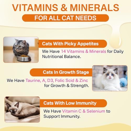 Puyrzoe Taurine for Cats, Cat Vitamins Treats, 500 Crunchy Chews