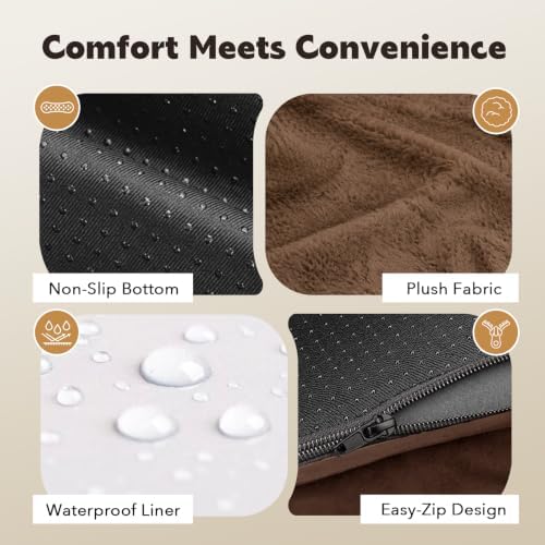 MEKIY Orthopedic Waterproof Jumbo Dog Bed with Bolster for Extra Large Dogs