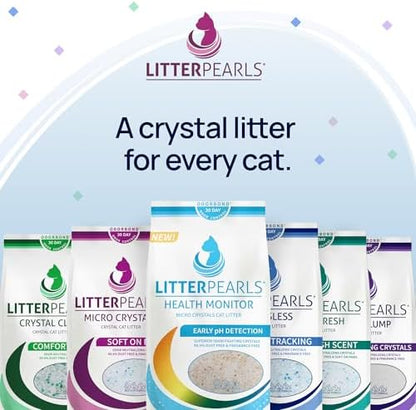 Litter Pearls Health Monitor Cat Litter, Unscented Micro Crystals (6 LB Bag) – Color Changing pH Indicator for Feline Health Tracking, 30-Day Odor Control, Dust Free and 60% Lighter (Pack of 2)