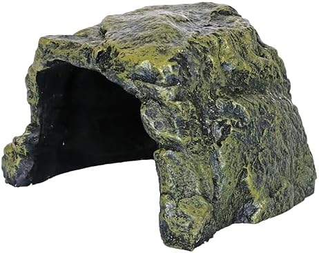 Rock Hide Cave for Reptiles, Amphibians Rock Den - Terrarium & Aquarium Decor, Great for Bearded Dragons,Lizards,Snakes,Turtles,Geckos,Frogs,Small Animals - Large Size
